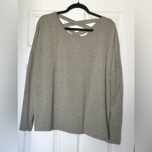 Green Long Sleeve Top with Crisscross Back